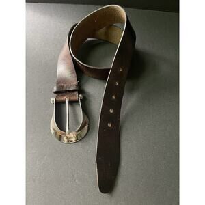 Guess Womens Leather Belt Size 29-33 Brown Rhinestone Buckle Western Boho